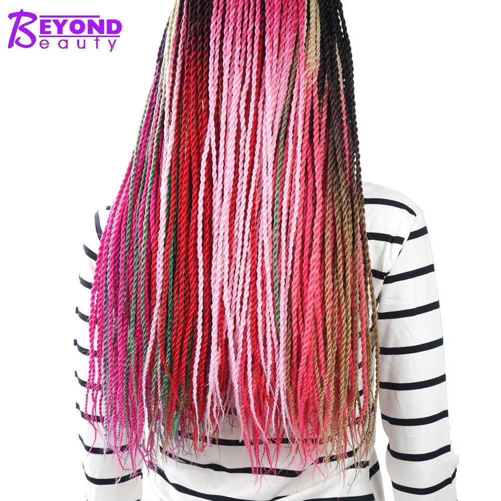 26 Color Ombre Senegalese Twist Crochet Hair Extension 24 Inch Crochet Braids Synthetic Braiding Hair For African Woman Bulk/26 Color Om